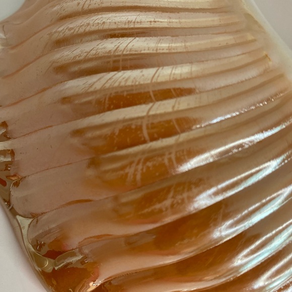 Vtg Fire King Peach Lustreware Bowl Iridescent Swirls Ruffled Edges - Picture 9 of 9